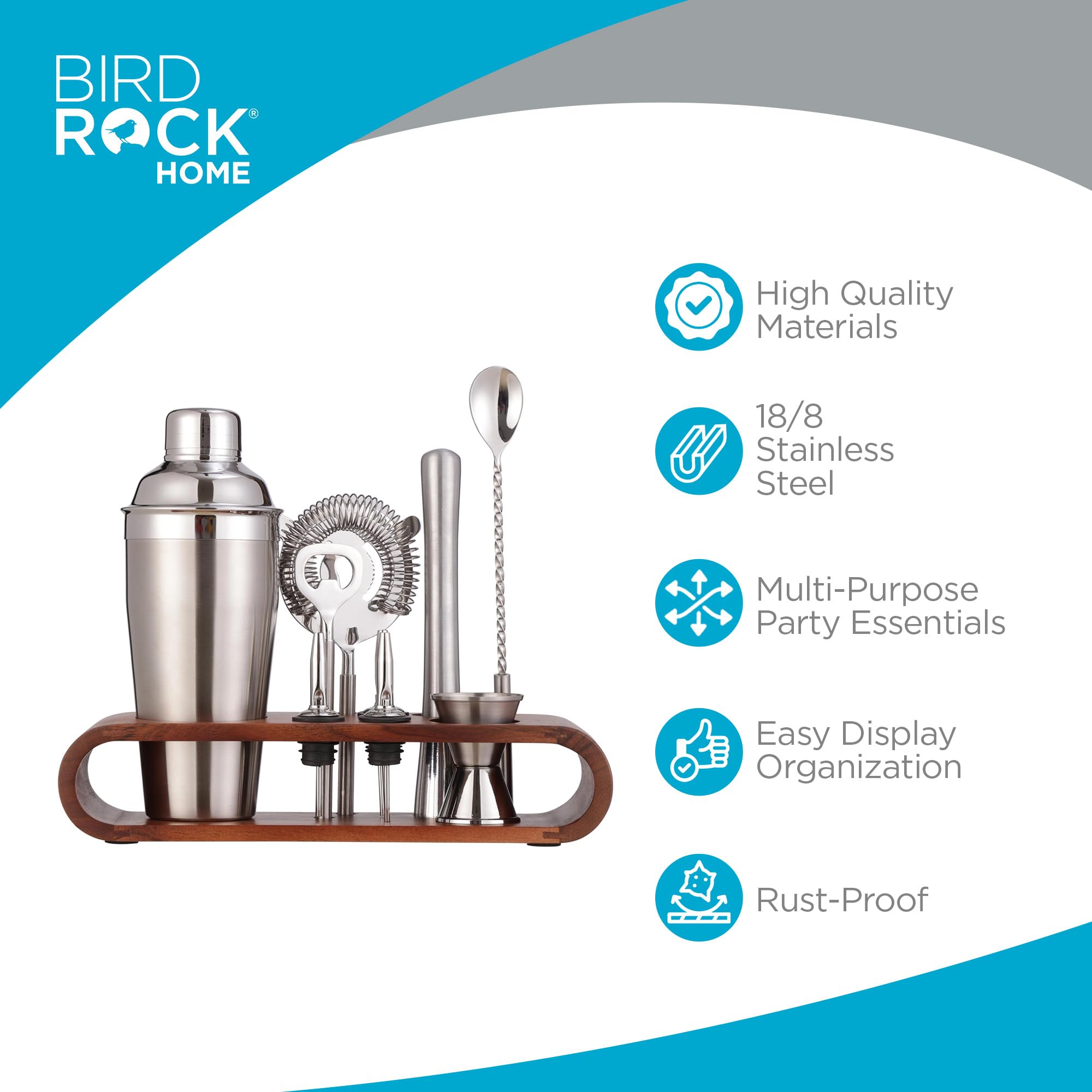 ロシア製木製飲料サーバーセット Amazon｜BIRDROCK HOME バーテンダーキット 木製スタンド付き 10