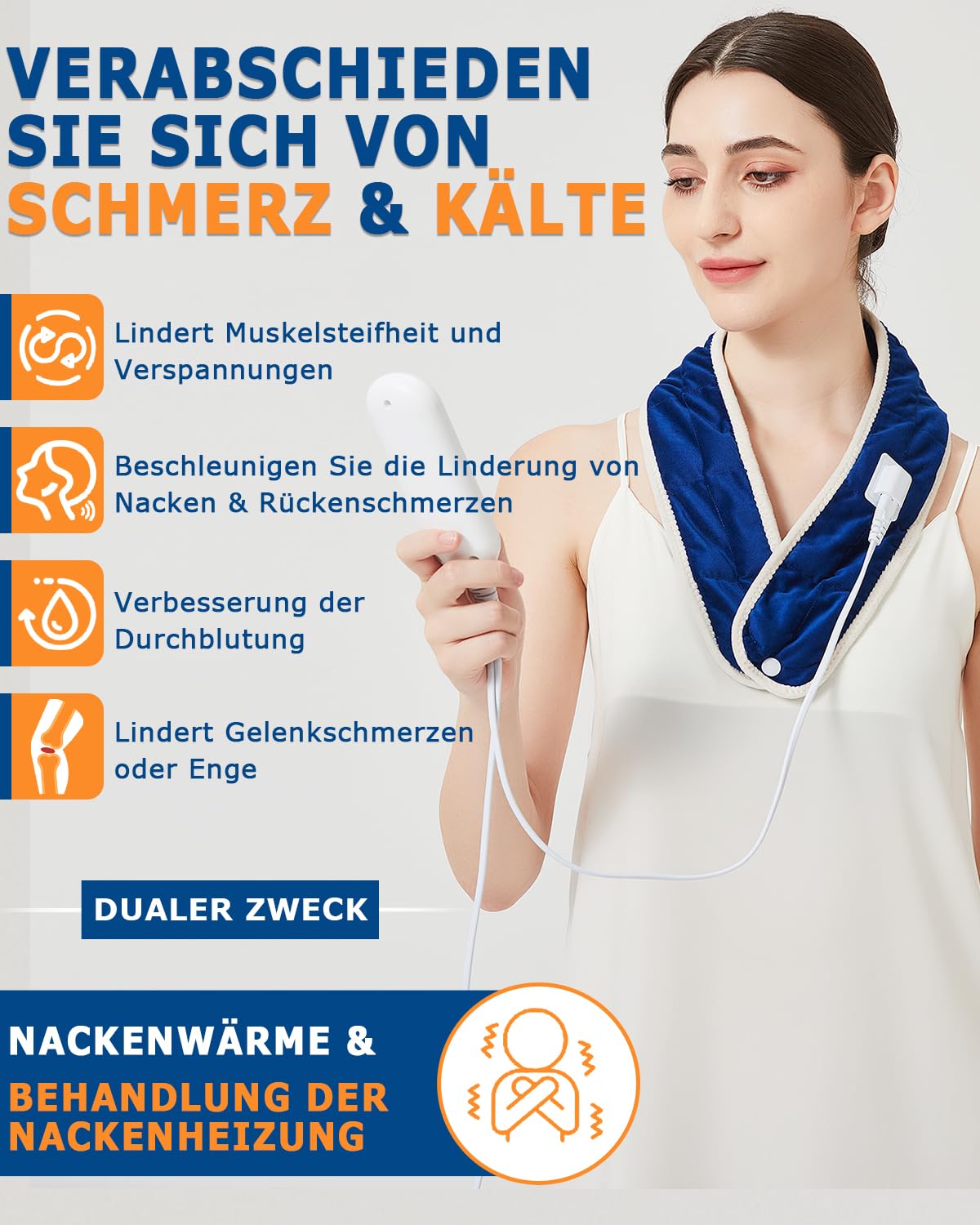 JOBYNA Poduszka rozgrzewająca pod kark do kuchenki mikrofalowej, elektryczna poduszka grzewcza na kark z automatycznym wyłączaniem, szybkie nagrzewanie w zakresie 5 sekund, 30-70℃ i 10-90 min