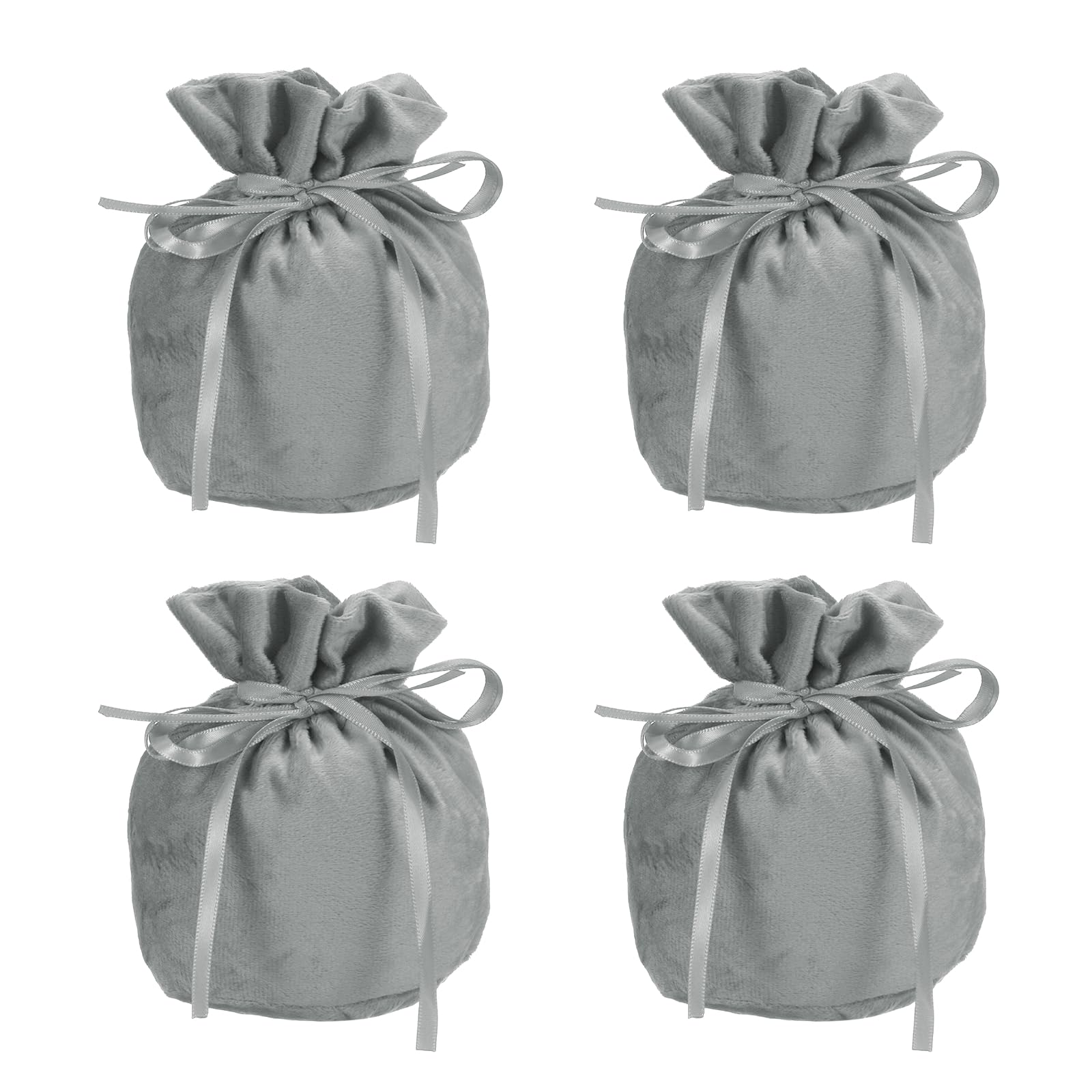 PATIKIL Velvet Drawstring Bags, (6 x 5 Inch, Dark Grey) (4 Pcs), Flannel Jewelry Bags Mini Candy Packaging Storage Pouches, Suit for - Wedding/Favor/Party/Birthday