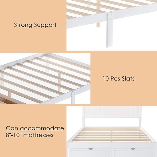 Miniatura 45 de SOFTSEA Marco de cama de plataforma doble con nido y cabecero Gris con nido,Pureespresso,Puregray,Nogal sin estribo,Blanco con estribo,Blanco