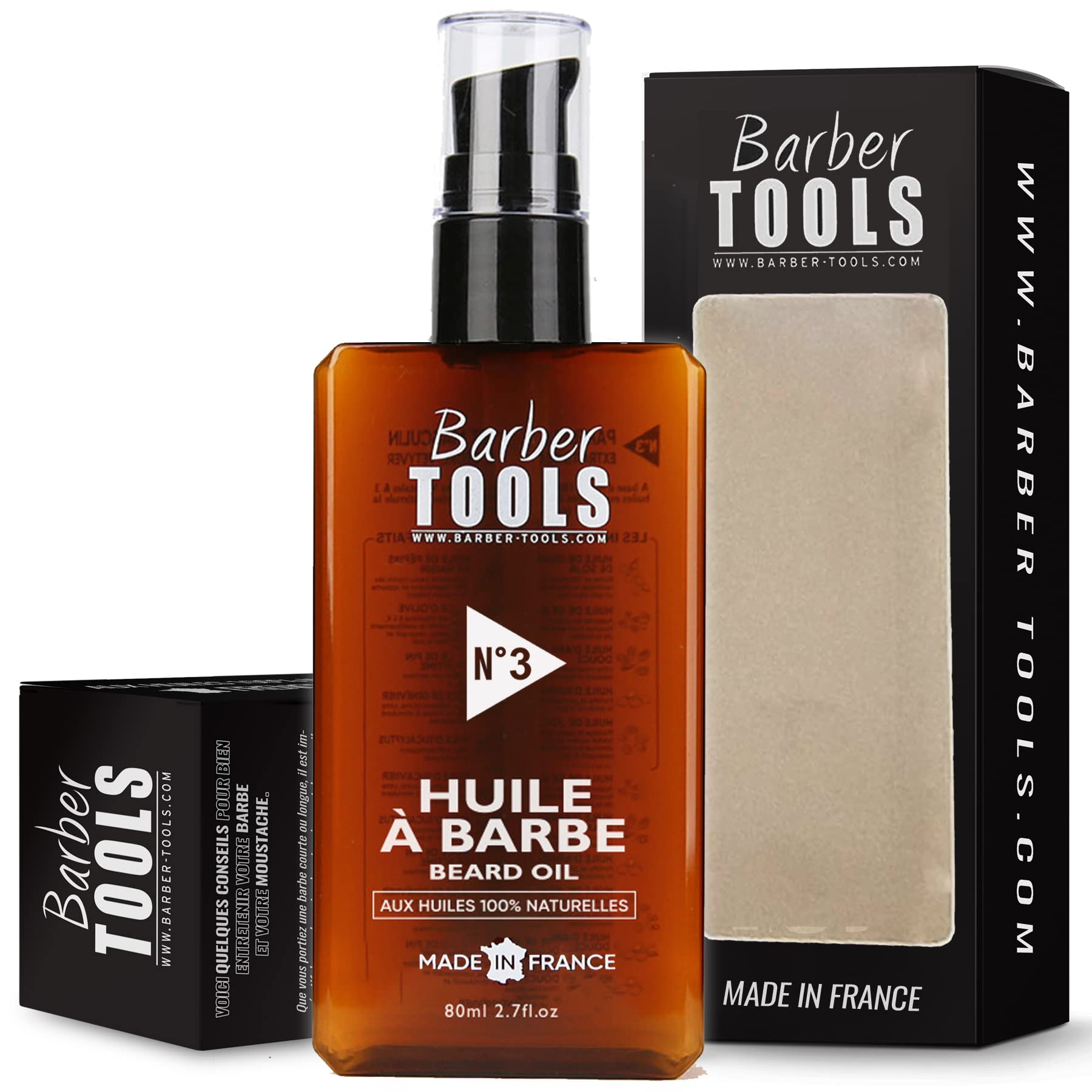 Aceite para barba| N°3 | con aceites 100% naturales 80ml - Promueve el crecimiento de la barba - Con aceite RICIN, 7 aceites vegetales y 3 aceites esenciales y vitamina E - BARBER TOOLS -