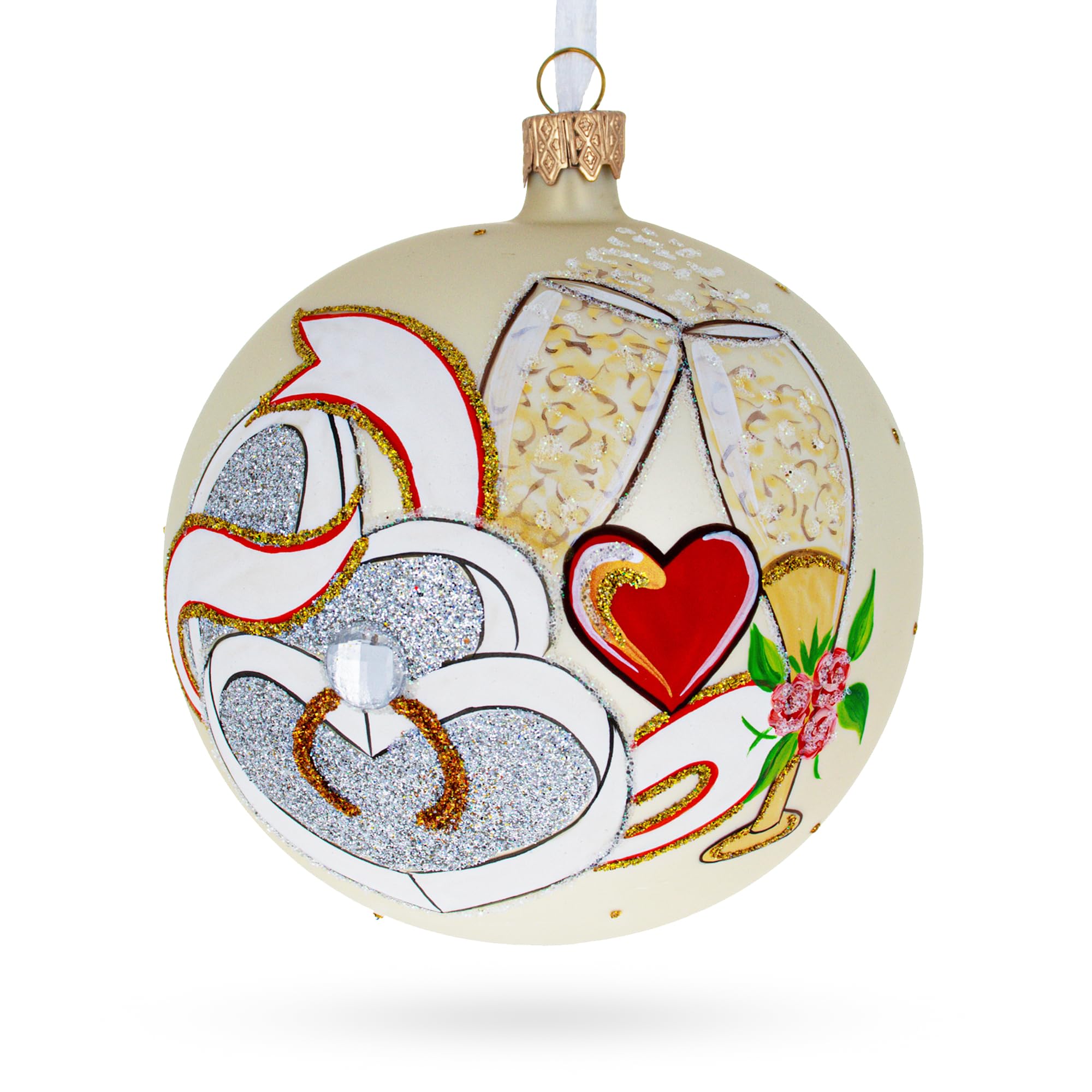 Flûtes de mariage boule de Noël BestPysanky idée cadeau mariés