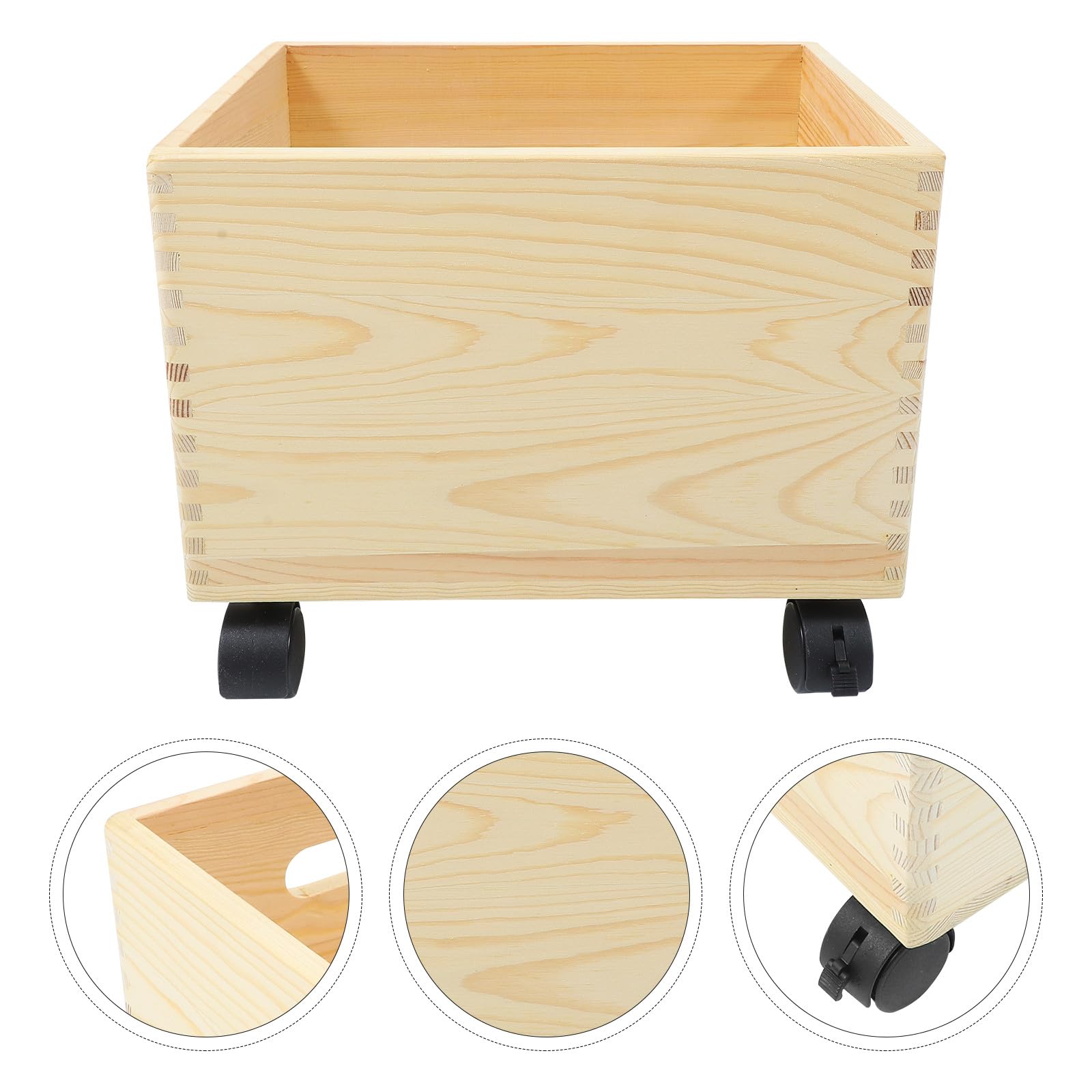 SHERCHPRY Caja de Almacenamiento de Madera Ruedas para Juguetes y Ropa, Organizador Práctico y Duradero Acabado Liso Hogar