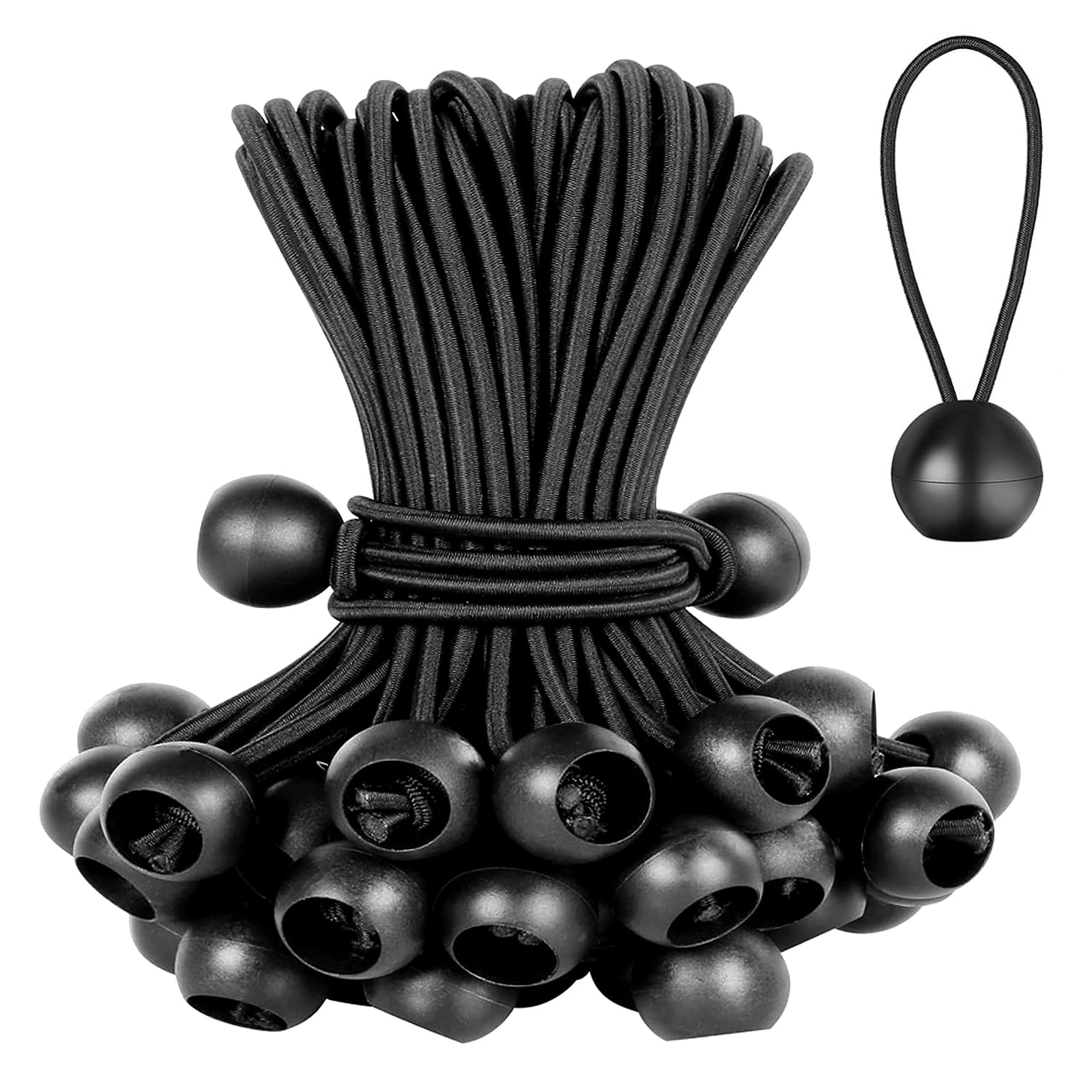 Obidodi Black 30Pcs Bungee Cords With Balls, 4 Inch Flag Bungees, Bungee Balls For Tarpaulins, Banner, Tarp, Pavilions, Tents, Bungee Hooks, Holder, Flag Poles,