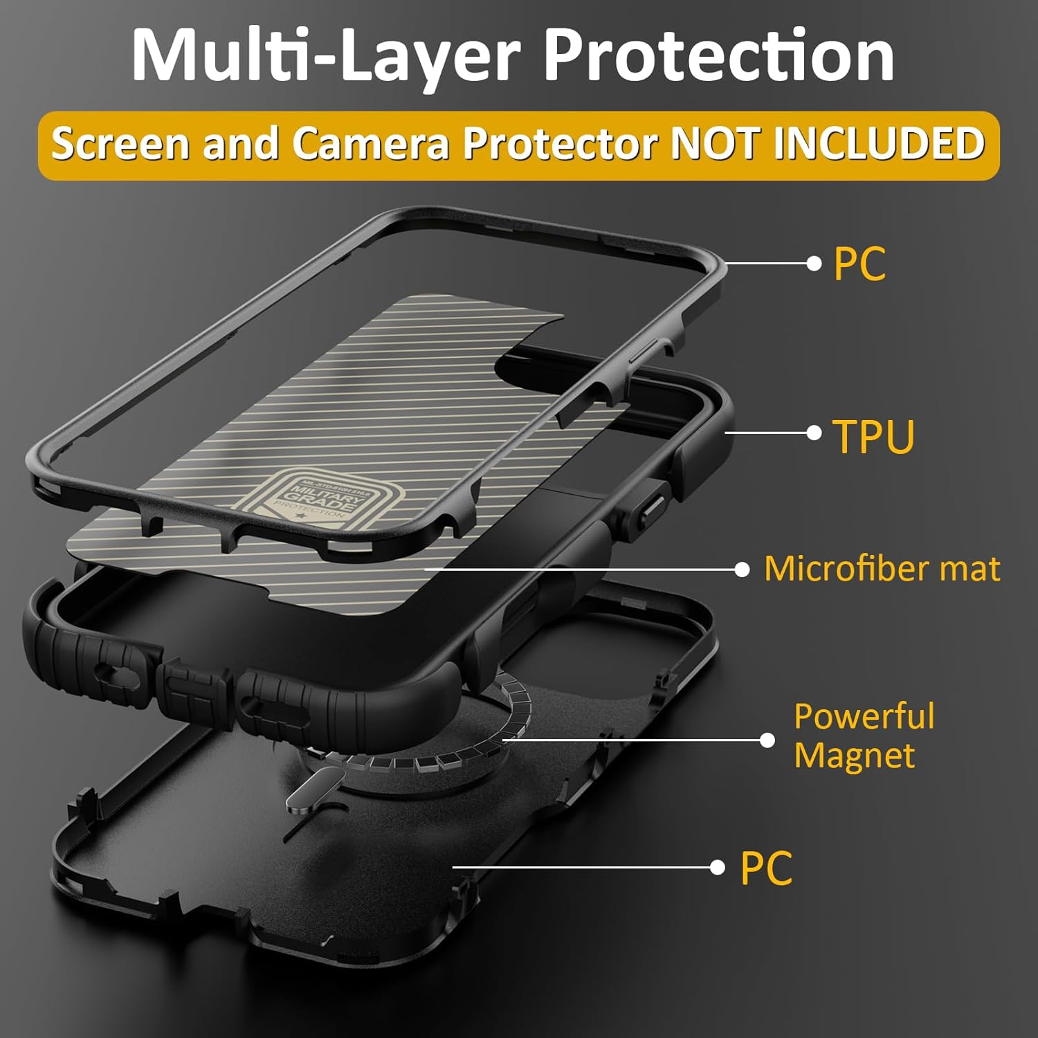 Follaroma for iPhone 16 Plus Case, Compatible with MagSafe, Heavy Duty Shockproof Protective Phone Case, Anti-Drop Protection, Dual Layer Magnetic Phone Cover for iPhone 16 Plus, 6.7", Black