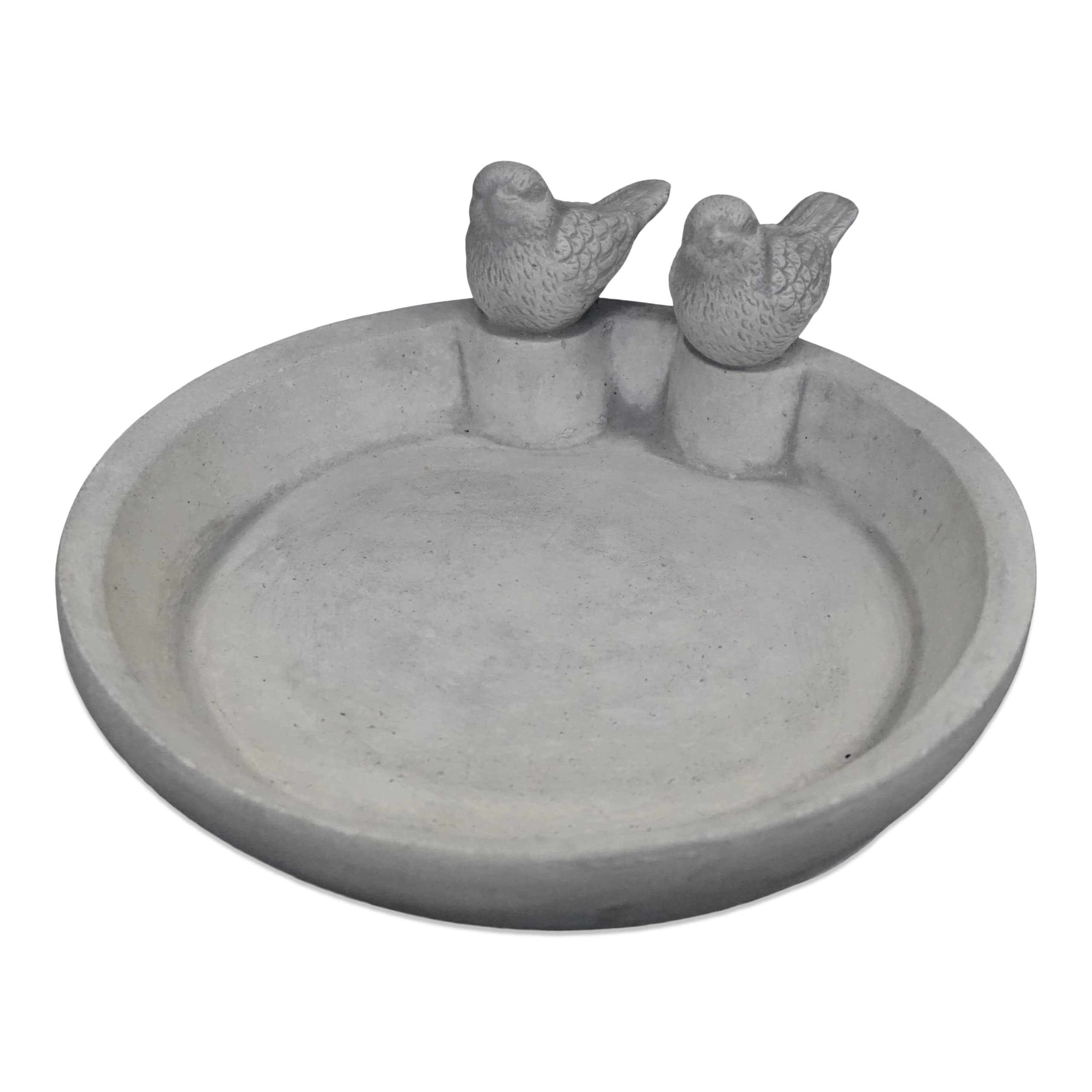 gartendekoparadies.de Kleine Trinkschale mit Zwei Vögeln, H. 10 cm, 2 kg, Grau, frostsicher aus Steinguss für Außenbereich
