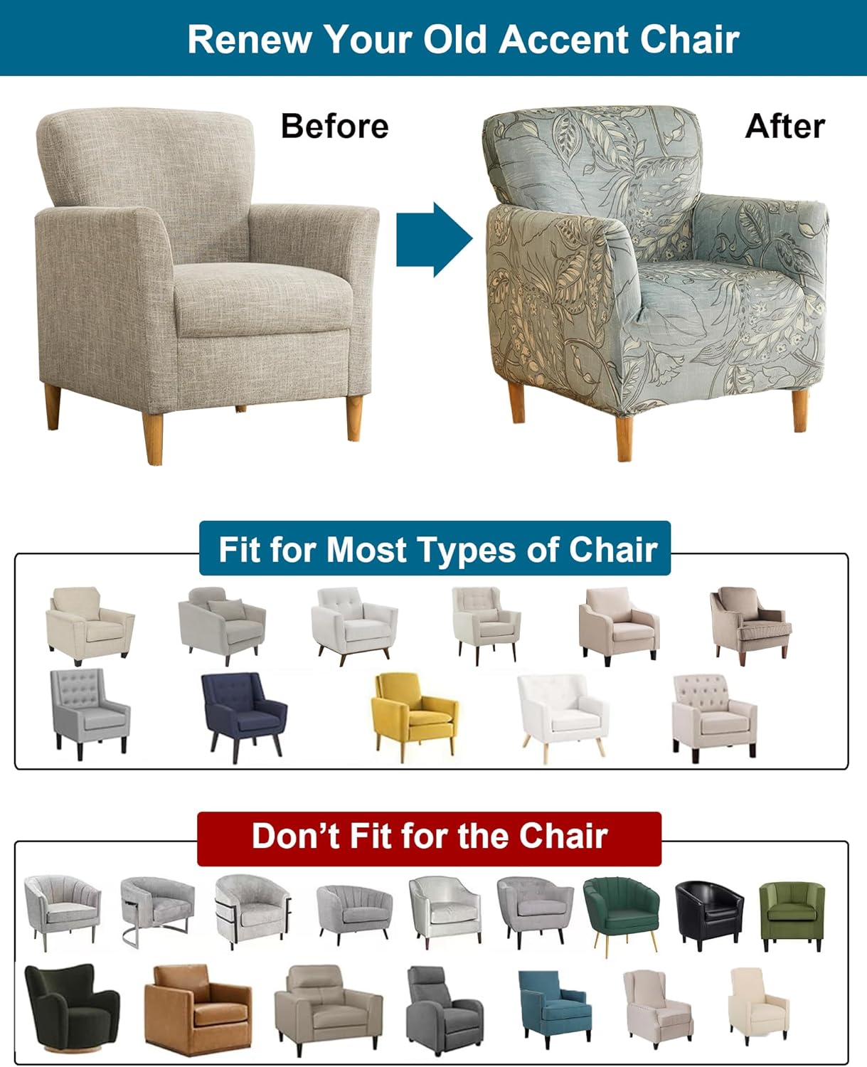 CRFATOP Stretch 1 Piece Chair Covers with Arms Velvet Printed Accent Chair Cover Armchair Soft Banquet Armchair Covers Washable Chair Slipcovers for Living Room Office Reception Reading Sofa,B42