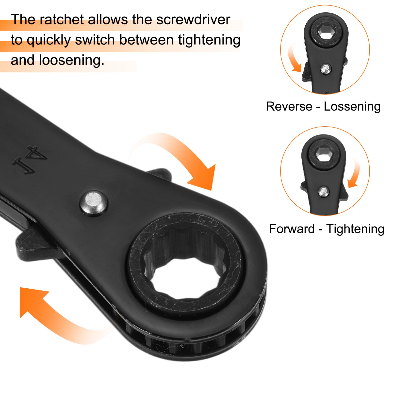 Chiave a cricchetto Reversibile a Doppia estremità 14 mm x 17 mm in Acciaio CR-V, Rotazione a 180 Gradi, metrica, Doppia Testa, 12 Punte, 24 Denti, Regolabile, Nera
