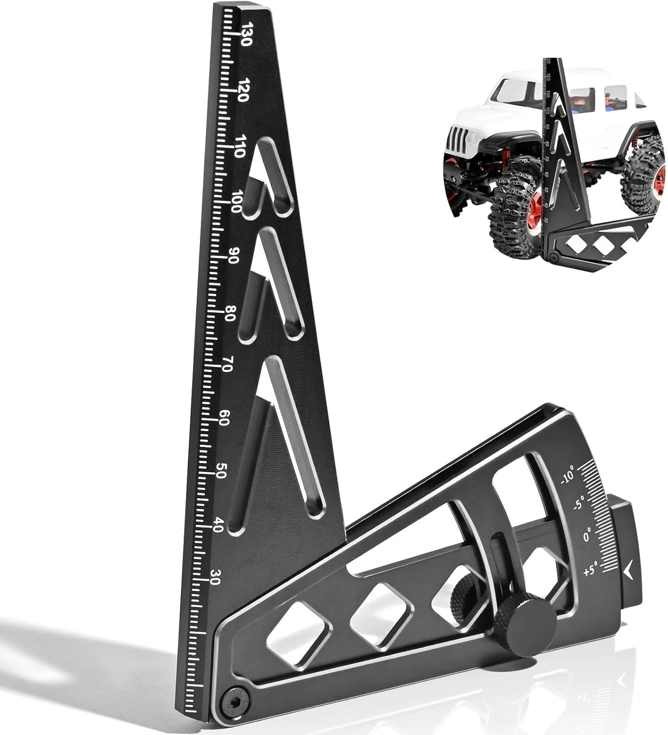 Ride Height Gauge RC Car Camber Gauge Adjustable RC Car Wheel Rim Measuring Tool Ruler, CNC-Machined Aluminum Alloy Height Camber for Traxxas Arrma Losi Axial HPI Redcat Racing 1/10 1/8 1/7 Scale Red