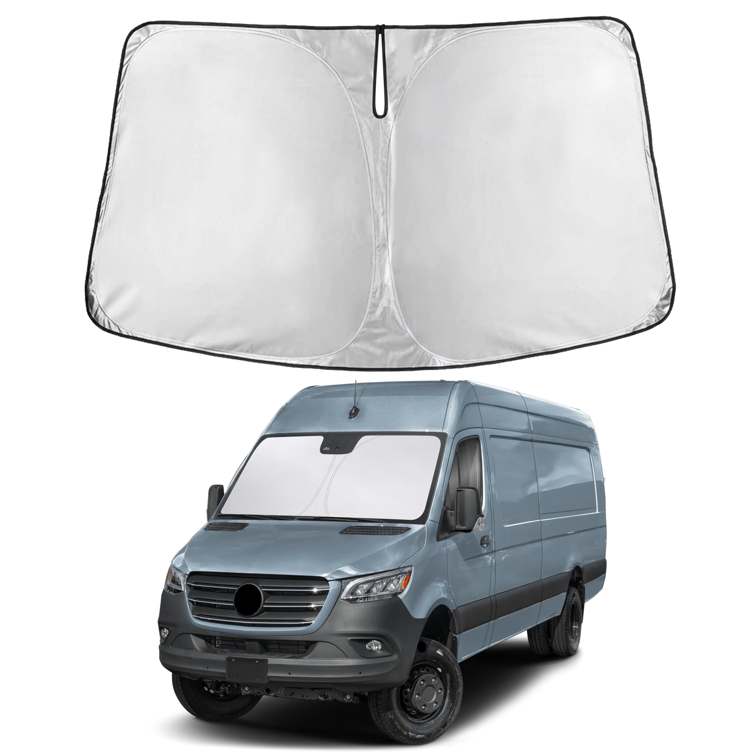 Autovir Windshield Sun Shade Fit for 2007-2024 2025 2026 Freightliner/Mercedes Benz Sprinter Sunshade, Front Car Window Shades Sun Visor, Blocks UV Rays & Heat, Car Accessories Fit for Mercedes Benz Sprinter 2007-2026