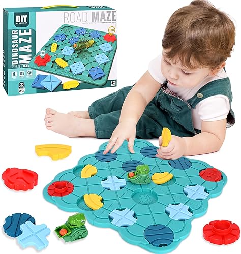 Miniatura 1 de Hiitytin Juegos de construcción de caminos lógicos, juegos de mesa para niños, 118 desafíos y 4 niveles de dificultad, construcción de carreteras