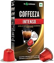 Coffeeza Intenso Aluminium Coffee Capsules, Intensity - 10, Nespresso Compatible Coffee Pods | Box of 1 (10 Capsules) | Brew Cold/Hot