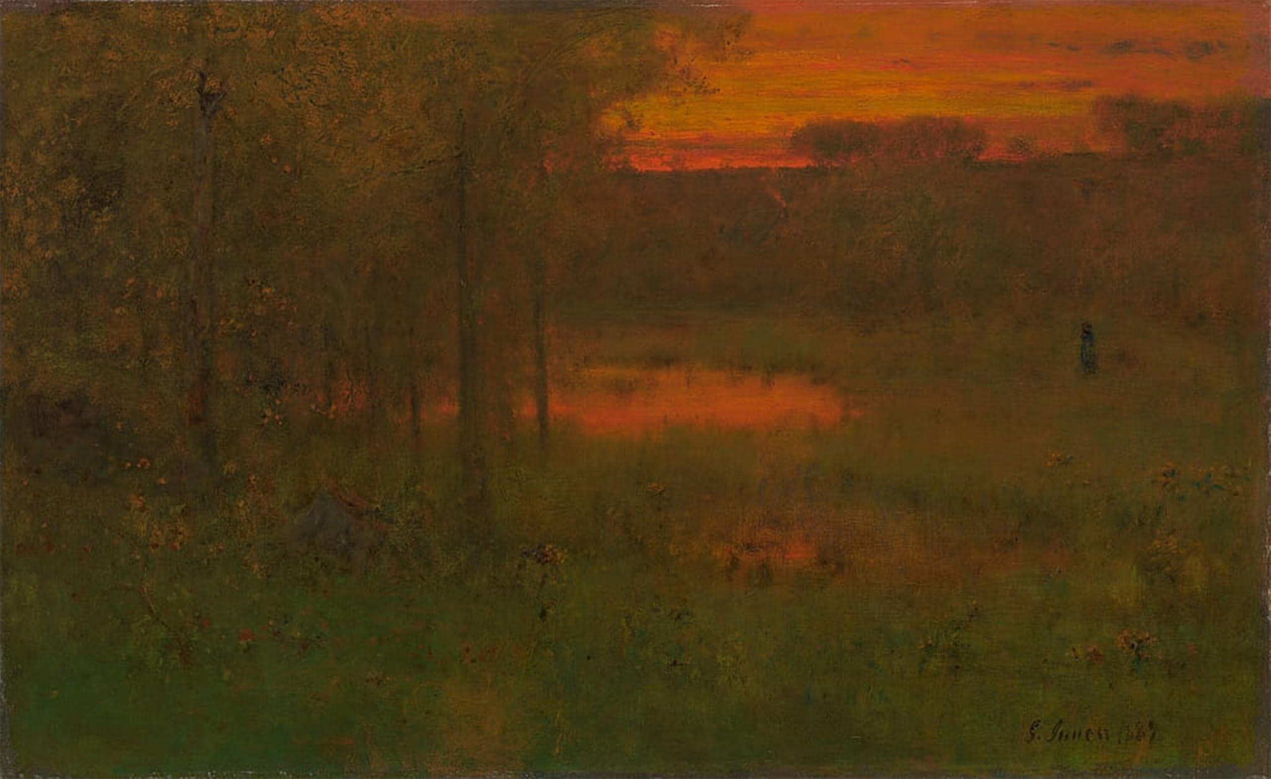ARTXLXXBN Famous Art Print Poster Vintage Wall Art Landscape Sunset by George Inness Canvas Art Poster for Home Decor 60x90cm