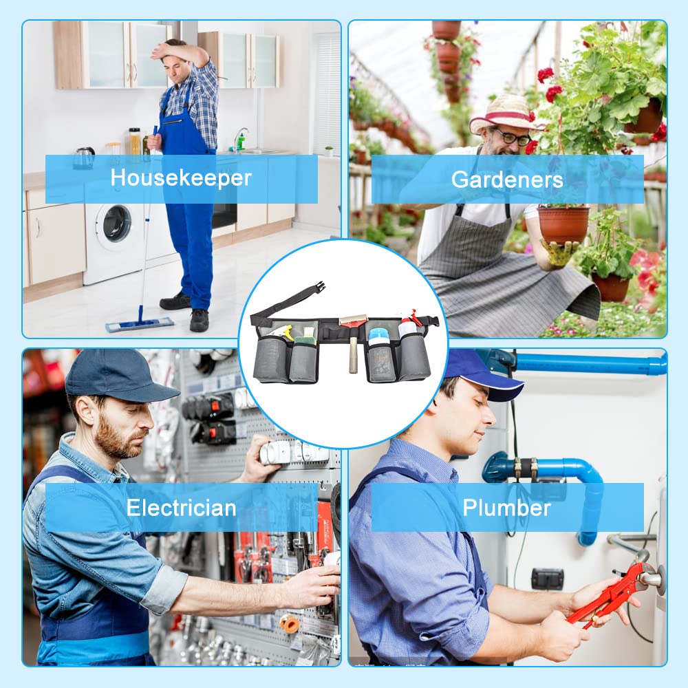 Kleemeiero Cintura da Lavoro Porta Attrezzi Cintura Porta Attrezzi Giardinaggio Porta Attrezzi da Cintura Cintura Porta Attrezzi Boscaiolo Cintura Lavoro Regolabile per Pulire la Casa (73-126CM)