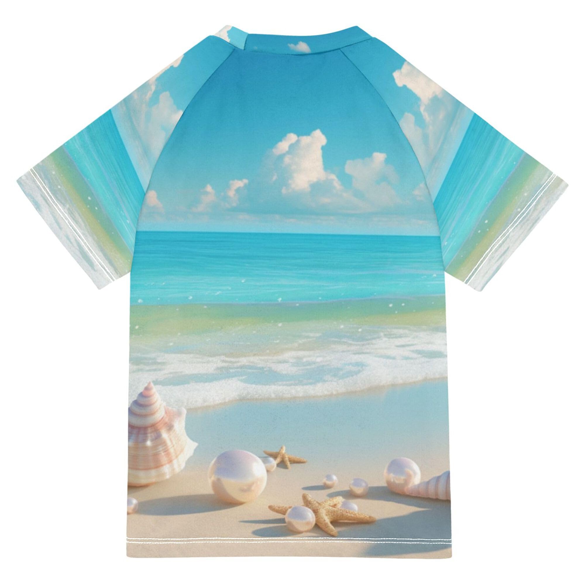 Beautiful Beach Girls Bathing Suit Sun Protection Athletic Clothes Swimwear Beach Tops 3T