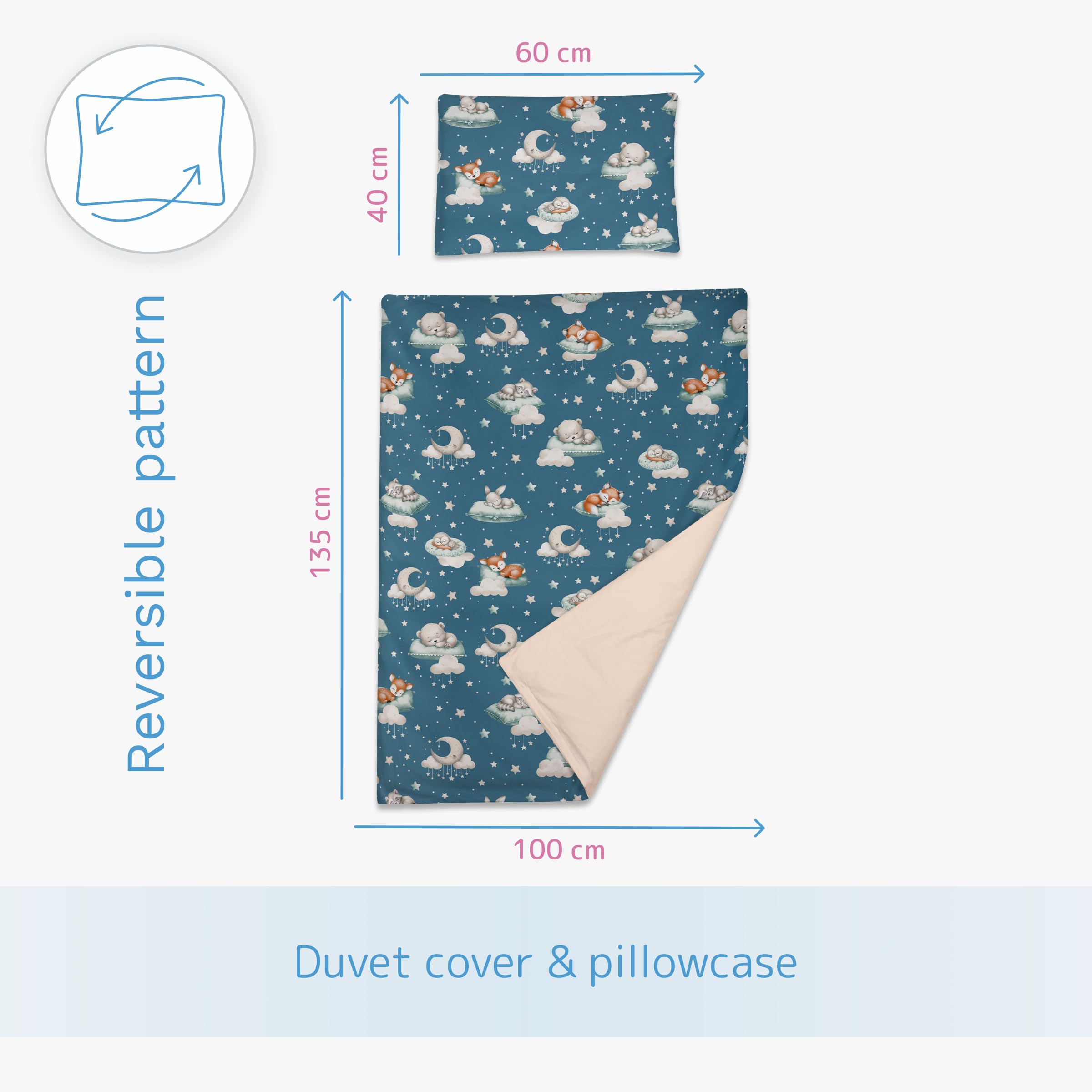 Baby Comfort 2 Piece Bedding Set 135x100 cm Duvet Cover & Pillowcase for Toddler Cot Bed 12M+ (Sleepers), 49, 135/100 - Image 4