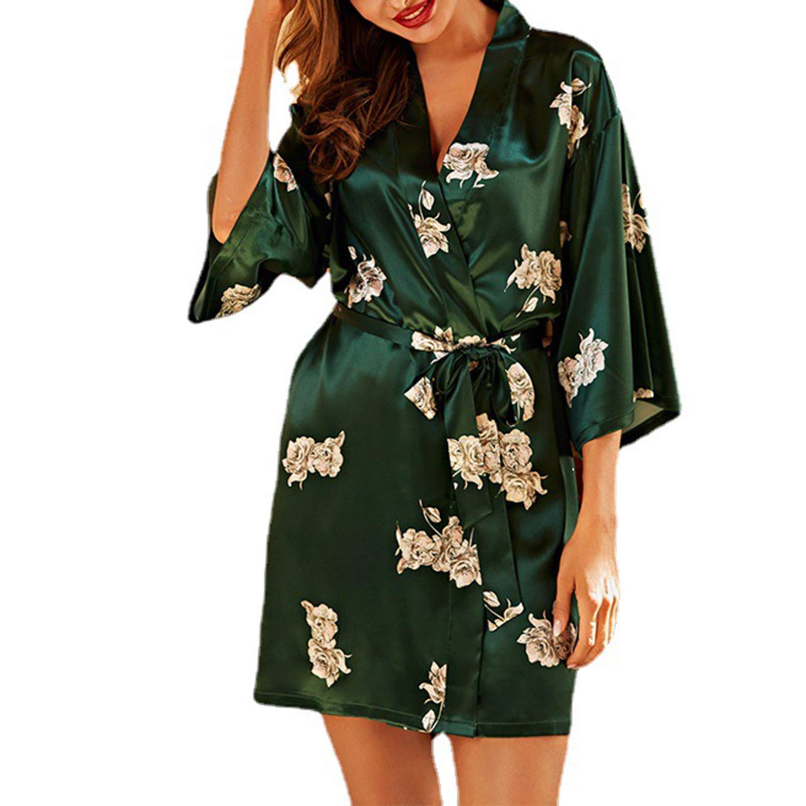 Peignoir pour femme haut de gamme et nuisette imprimée verte