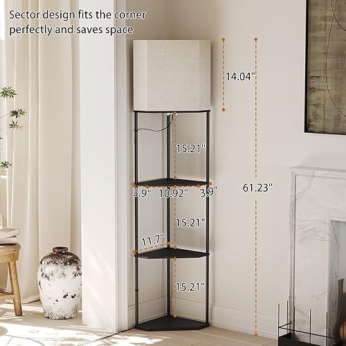 Miniatura 43 de SUNMORY Lámpara de pie de 5 niveles con estantes, moderna lámpara de pie cuadrada con bombilla de temperatura de 3 colores, lámpara de estantería