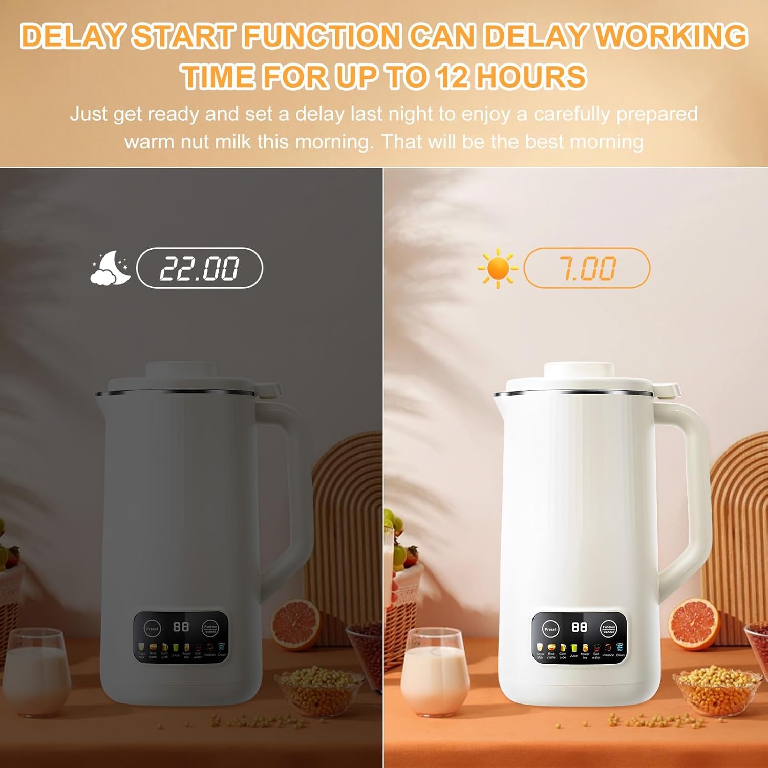 Automatyczna maszyna do produkcji mleka sojowego, 600 ml, maszyna do produkcji mleka orzechowego z 10 ostrzami, opóźniony start, podtrzymywanie ciepła, samoczyszcząca, urządzenie d
