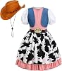 LMYOVE Cowgirl Costume for Girls, Girl Western Outfit with Hat Halloween Costume Dress Up for Toddler Kids