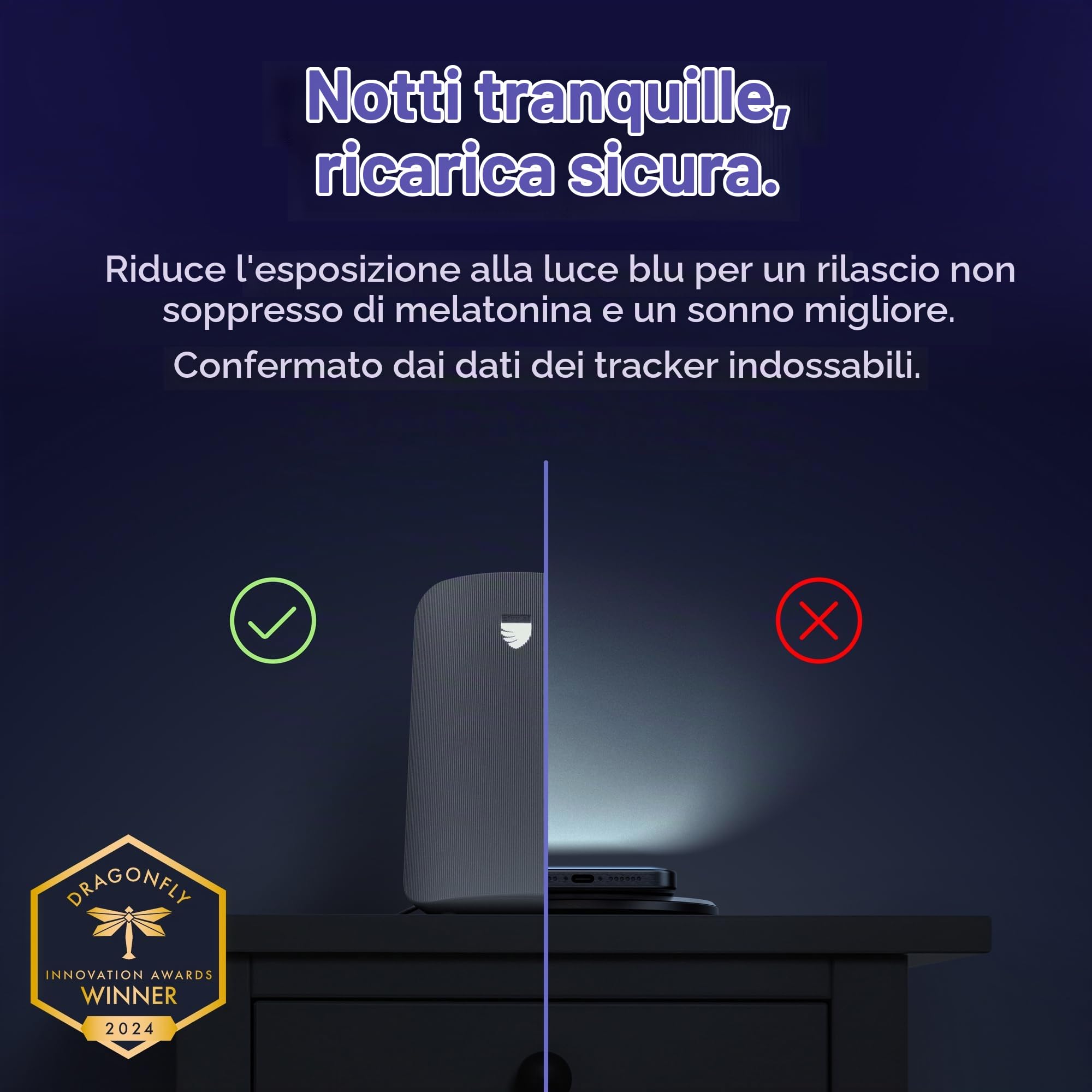 Elvy, caricabatterie wireless Qi veloce per telefoni cellulari, progettato con tecnologia di gestione EMF per una ricarica avanzata, schermatura ambientale avanzata (bianco neve)