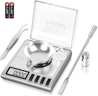 Fuzion KD-50 Milligram Scale 50g/0.001g Digital Jewelry Scale w/ Calibration Weights, Scoop, Tweezers for Powder, Reloading, Gems
