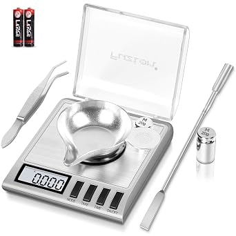 Fuzion Milligram Scale, 50g/0.001g Digital Milligram Scale with Calibration Weights, Jewelry and Gem Scale, Mg Scale for Powder, Reloading, Includes Scoop, Powder Pan and Tweezers