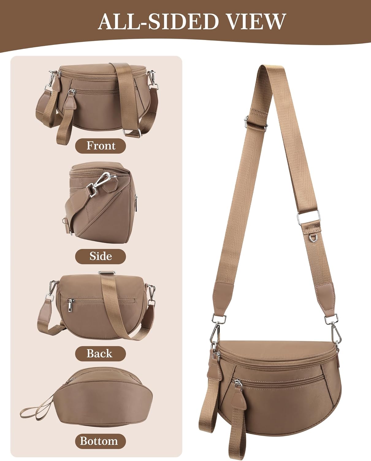 Checkered Crossbody Bag for Women, Spacious Checkered Bum Bags Nylon Fanny Packs with RFID Coin Purse for Daily & Travel - Image 7