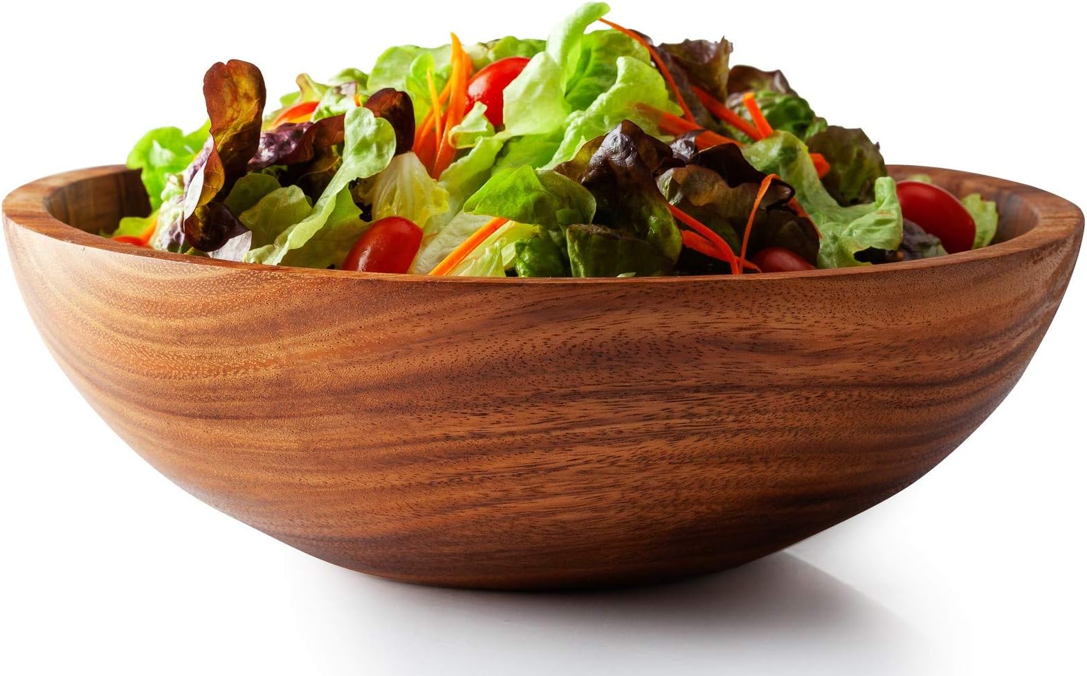 Acacia Wooden Serving Bowl for Salads, Pasta, Fruits or Snack, Large 12"x 4" - Hand Made from a Single Organic Piece of Acacia Wood, Food Safe (Salad Bowl)