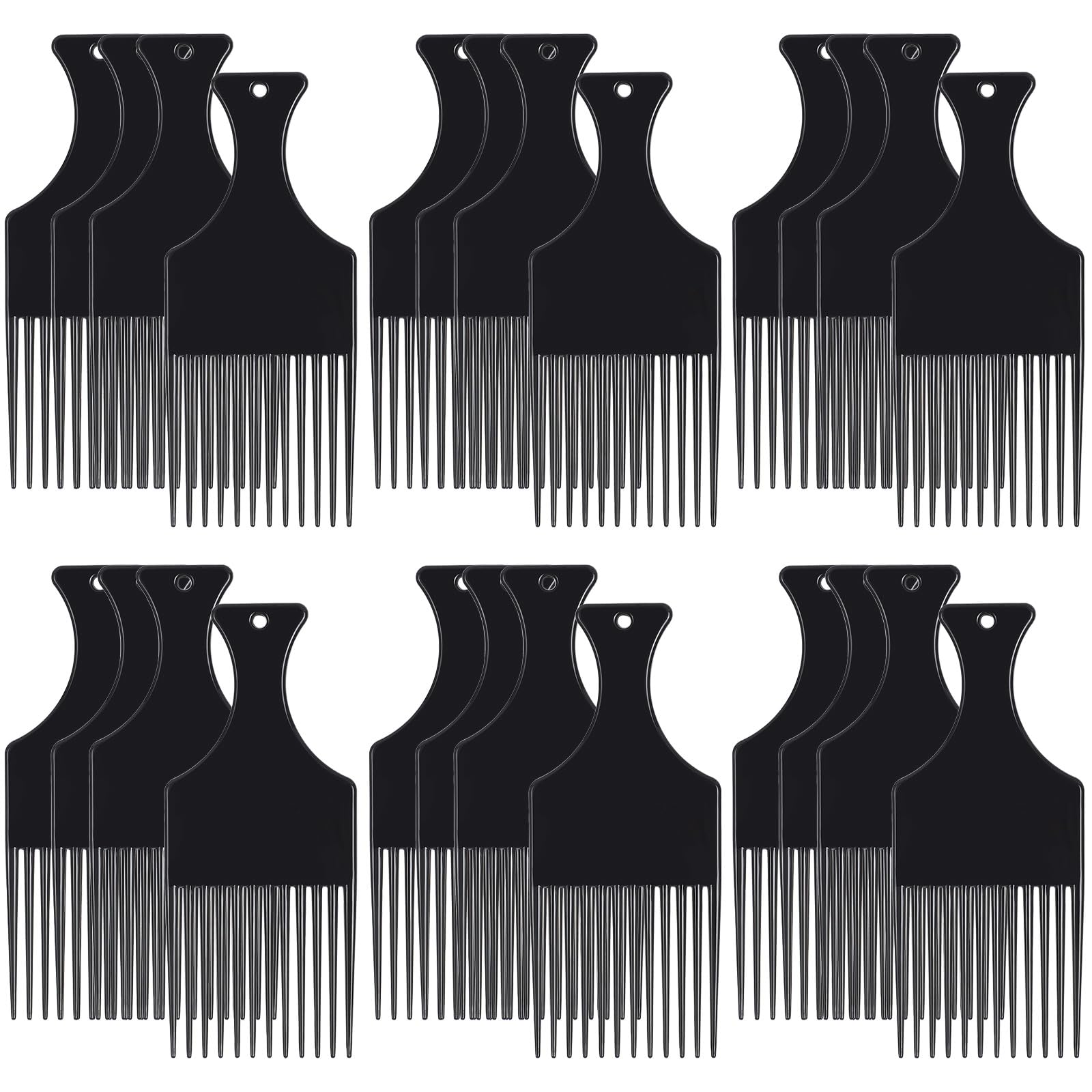 Nuogo 24 Pcs Hair Pick for Curly Hair Afro Pick for Women and Men Afro Comb Detangling Styling Plastic Comb Hairdressing Tool for Man Thick Long