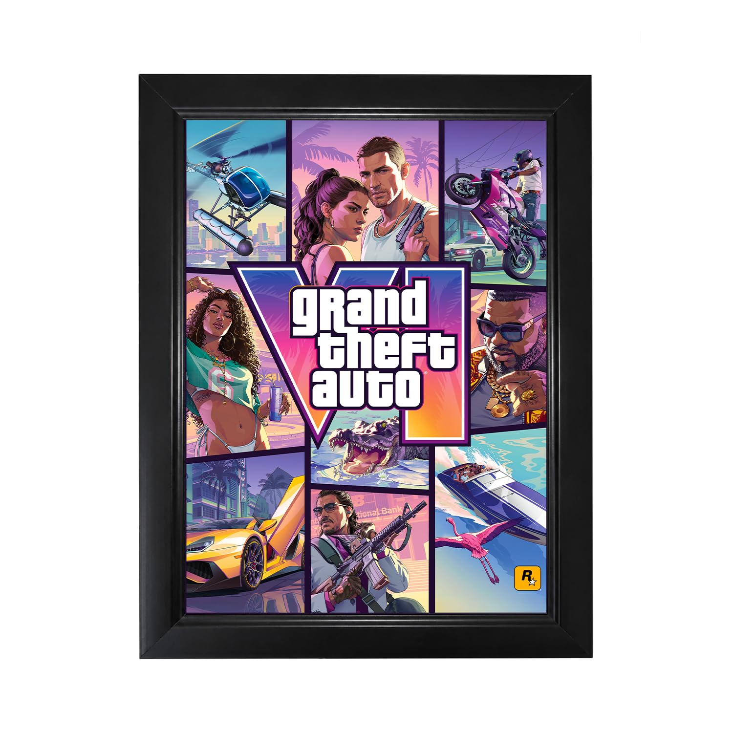 Hype Up Store GTA 6 Printed Framed Poster (10x13inch) Home wall Decoration | Matte Finish on 300 GSM Paper | Gaming Room Decor & Gift for Fans, Boys, Office-image-11