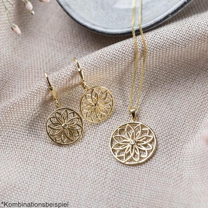 Orecchini da donna in argento 925 con mandala, con zirconi