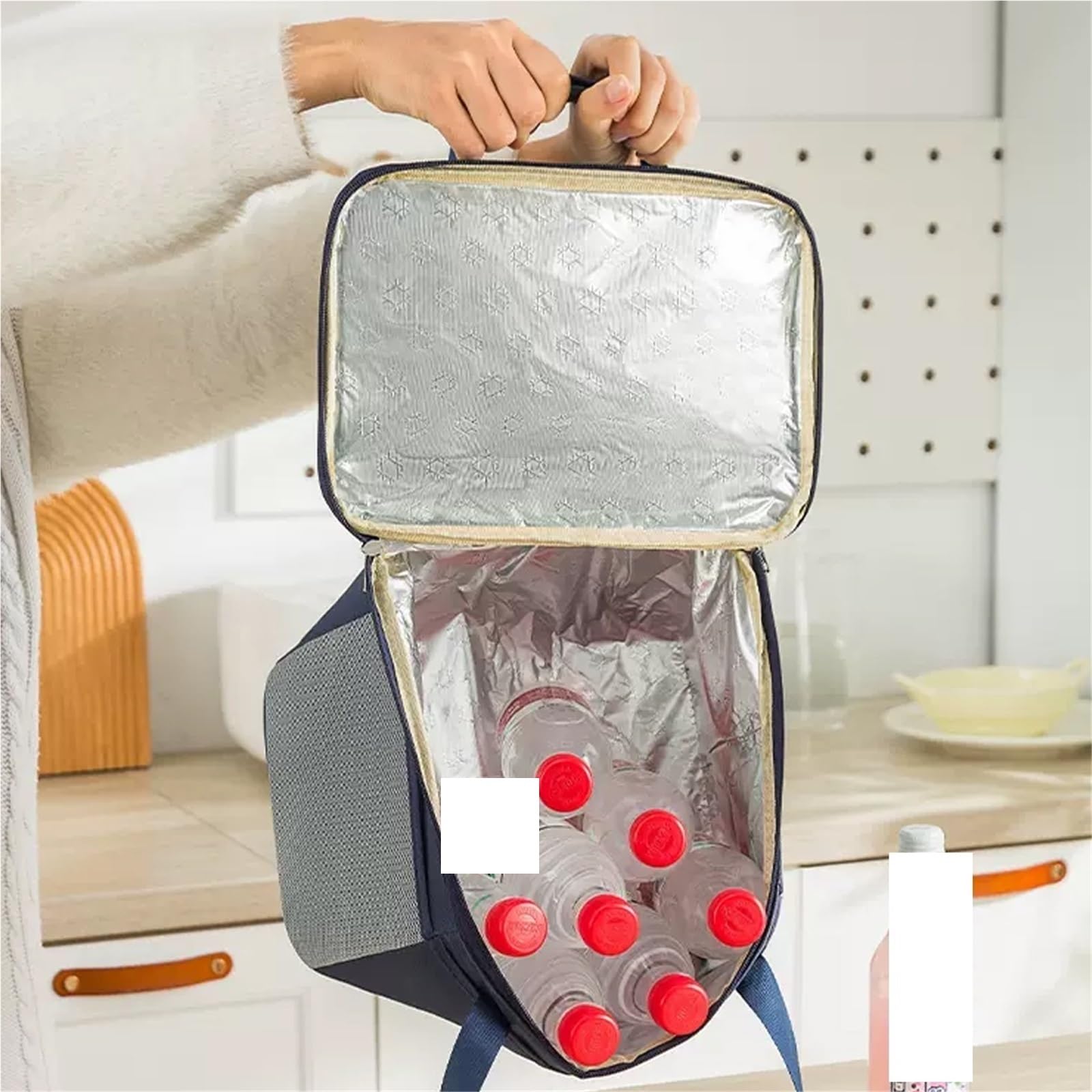 Sac de Camping, Lot de 2 Sacs isolants épais et imperméables en Aluminium for l'extérieur, for la Maison, Cuisine Le Rangement(Blue,25 * 18 * 15cm)