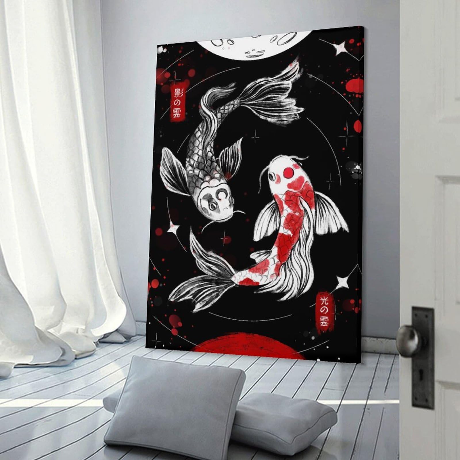 Junmoney Jitsugetsu Hanging Wall Art, 24x36inch(60x90cm), for Bedroom Walls, Guest Spaces Or Lounges, An Easy Wall Refresh for Bedrooms