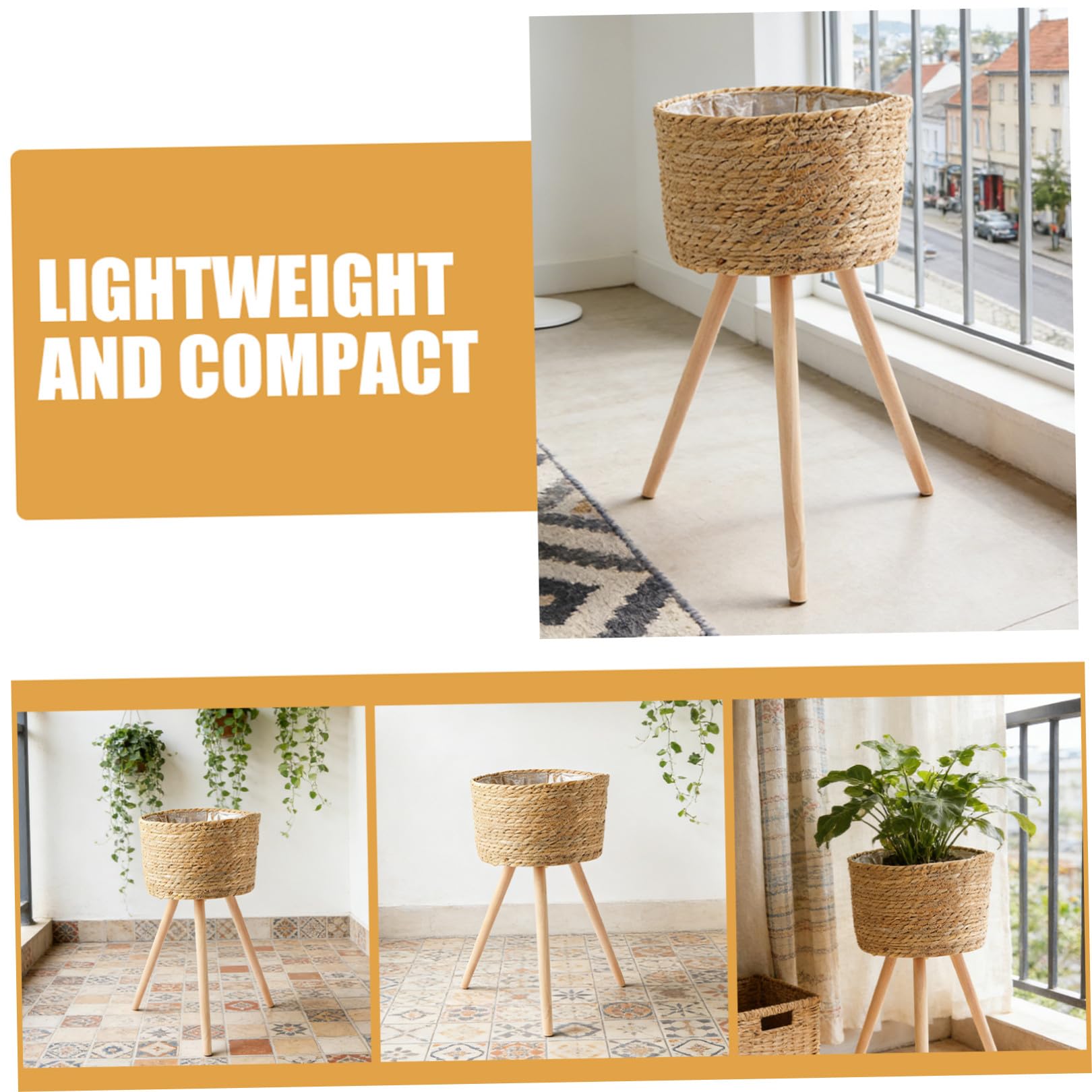 Garneck Panier Osier Plante en Bois Tressé, Panier Jardinière en Bois Design Tissé et Gain de Place, pour Balcon et Jardin