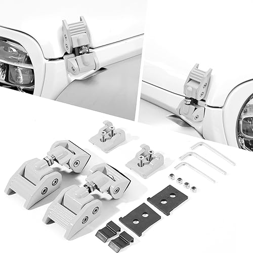 STANVEE Pestillo de capó de aluminio compatible con Jeep Wrangler JK/JKU 2007-2017, JL/JLU 2018-2022 y Jeep Gladiator 2020-2022 (plateado)