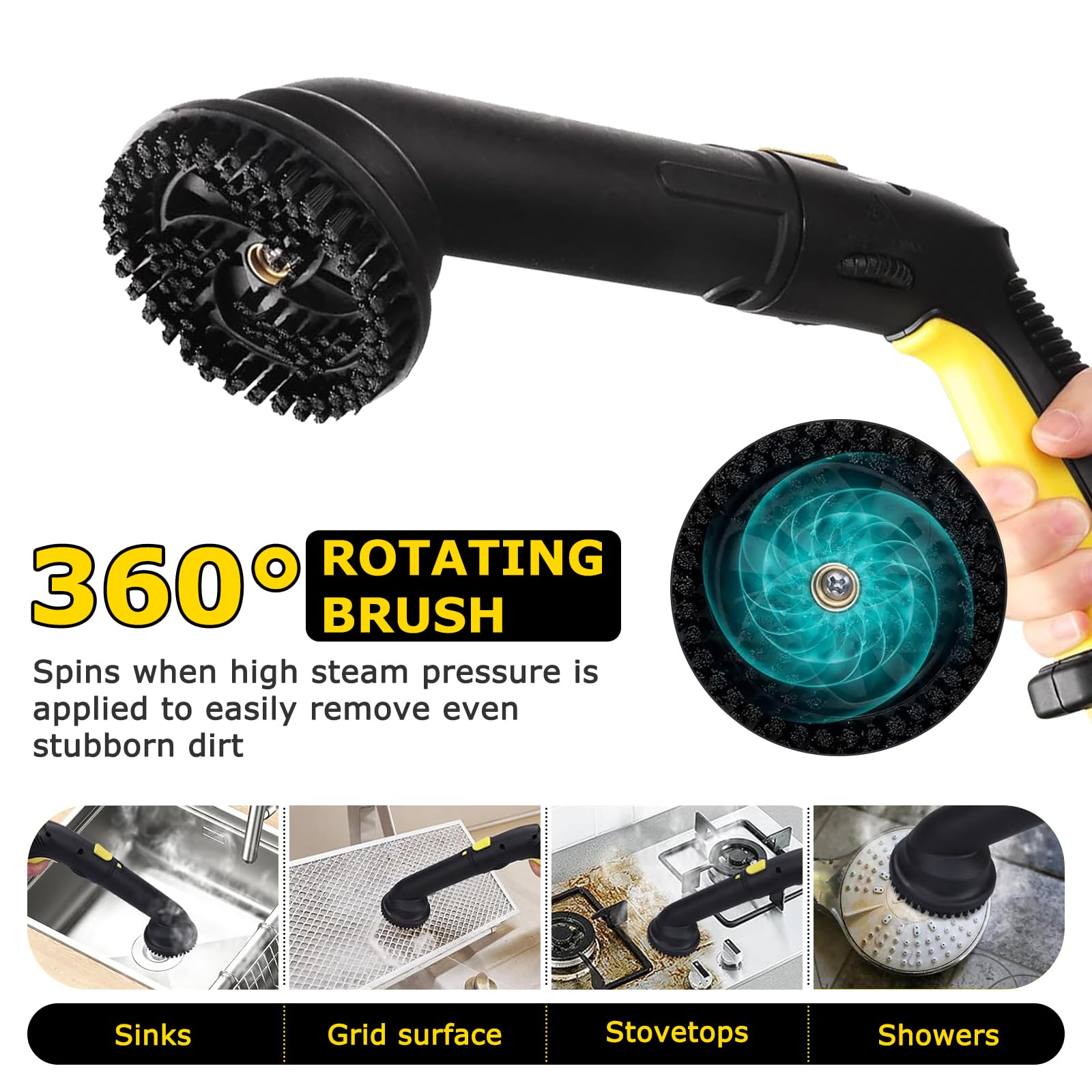 Pulitore a Vapore 2000 W, Pulitore Vapore Casa Portatile con 15 Accessori, Pressione 4 Bar, Serbatoio: 2 L,Vaporetto per la Pulizia Domestica di Tessuti, Fughe, Piastrelle, Auto, Cucina e Bagno
