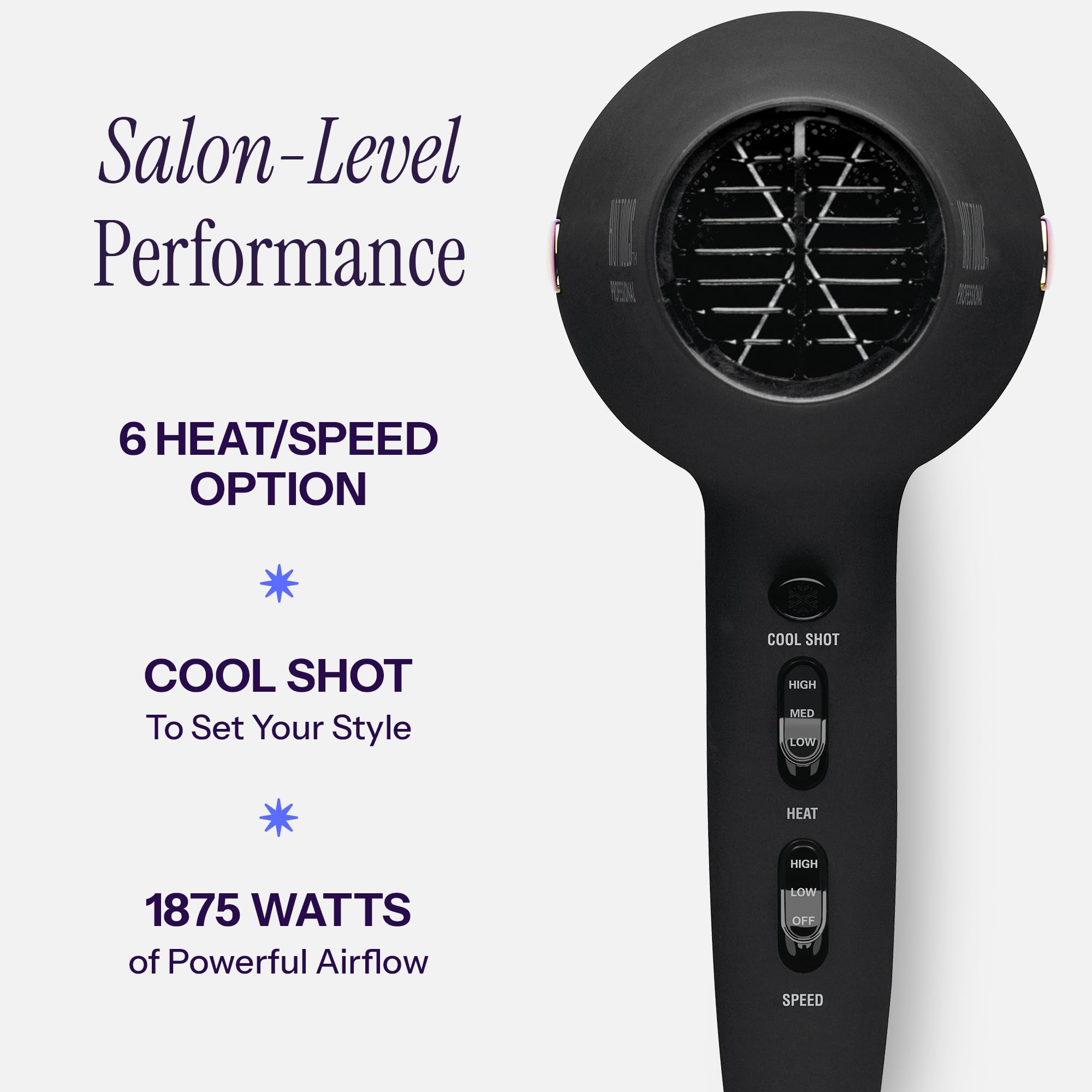 HOT TOOLS Professional Ceramic Rainbow Hair Dryer - Fast Drying Blow Dryer with Quiet Operation and Ion Technology for Long-Lasting and Shinier Hair - 1875 Watts