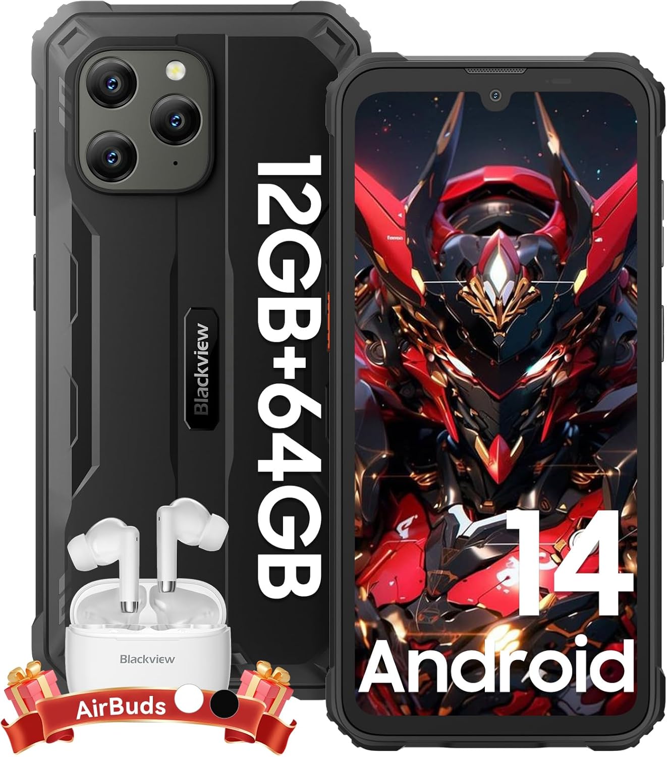 Blackview BV5300Pro Rugged Smartphone Android 14 Telefono Indistruttibile, 12(4+8) GB+64GB/1TB Espandibile, 6580mAh, Cellulare Impermeabile IP68/IP69K, 6,088"HD+, 13MP+8MP, NFC/3 Slots/Face ID/OTG/GPS Nero - Immagine 1