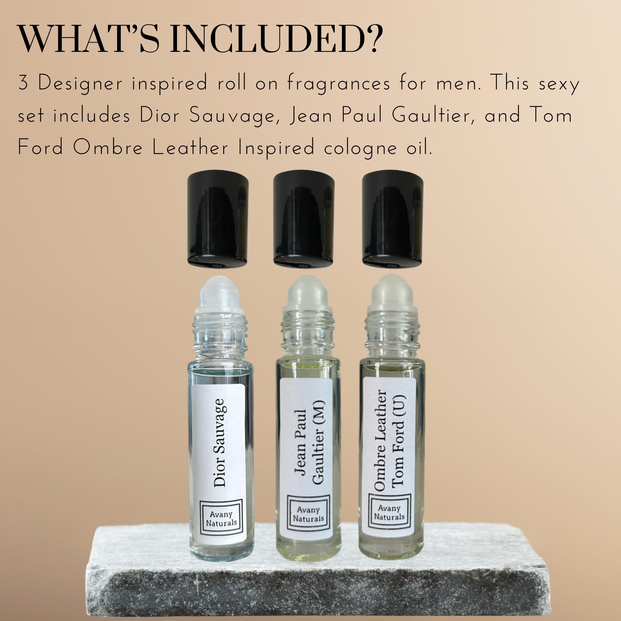 Avany Naturals Fragrance Sample Set For Men - Mens Roll On Body Oil, Long Lasting Cologne Inspired For Man, Portable Travel Size Bottle, Type Replicant Fragrances, Perfume Sampler Gift (Sexy Set)