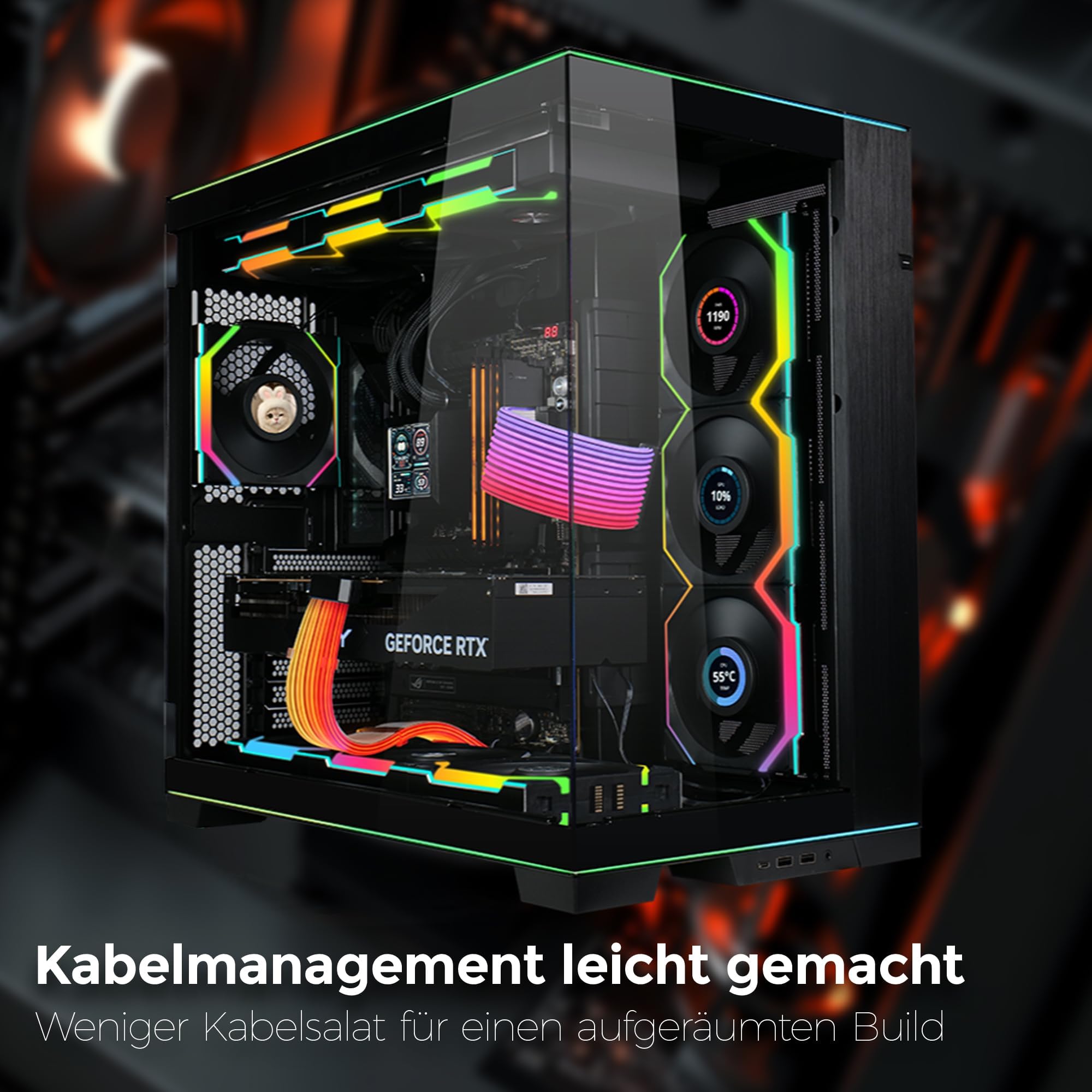Lian Li UNI FAN SL Wireless LCD Lüfter, ARGB, PWM, 3er-Pack inkl. Controller - Reverse Blade, 120 mm, schwarz