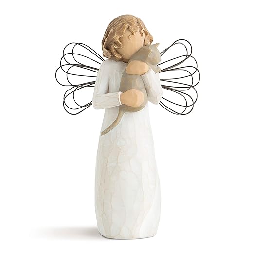 Willow Tree with affection Angel, I Love Our Friendship, Gift to Celebrate Loving Pets and Cat Lovers, Sculpted Hand-Painted Figurine