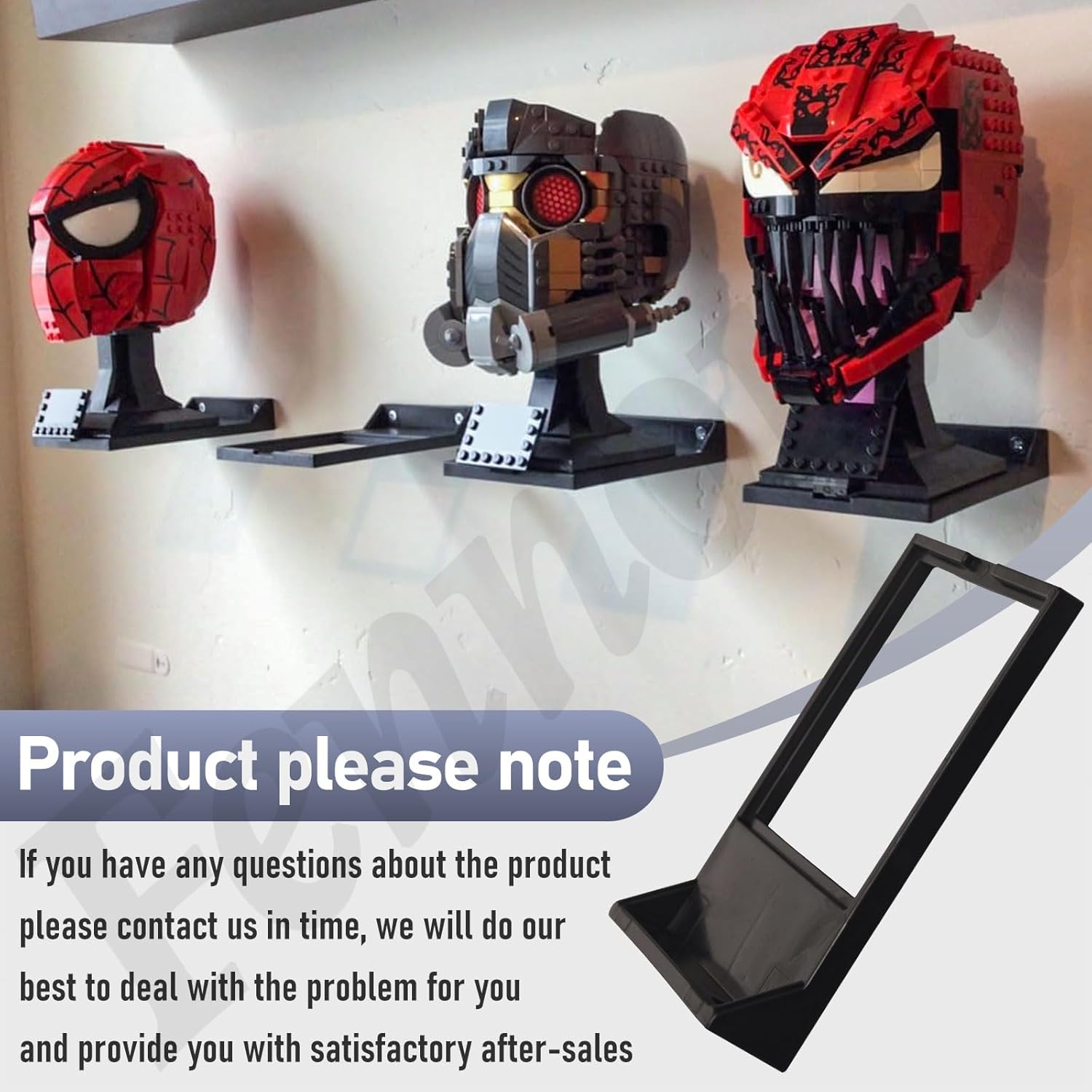Fennoral 4 Pack Wall Mount/Wars Helmet Display Shelf for Lego Star Wars Helmet Compatible with All Standard Lego Helmets, Sturdy and Sleek - Black