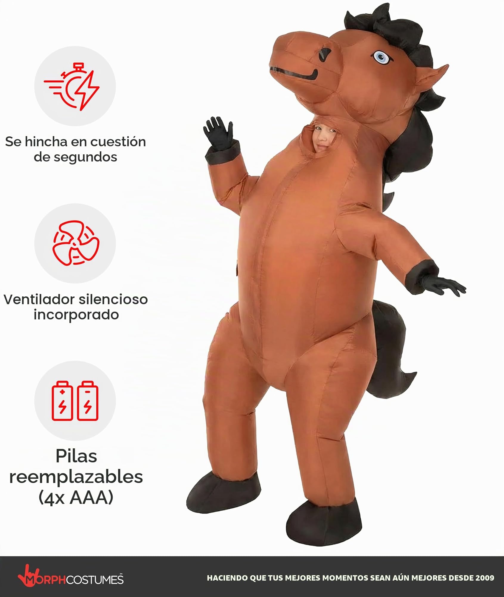 Morph Disfraz Hinchable Caballo Niño, Disfraces Caballos Hinchables, Traje Inflable Divertido, Disfraz para Carnaval y Halloween Niños