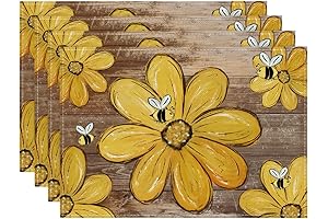 Artoid Mode Wood Bees Flowers Floral Summer Placemats: A Springtime Touch for Your Table