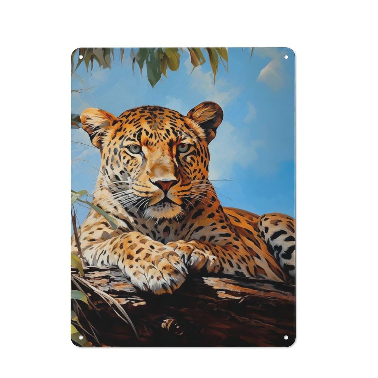 Retro Metal Wall Sign 40x30cm with Leopard for Pub Or Café, for Vintage Wall Decor Fans, for Cafés, Pubs And Restaurants