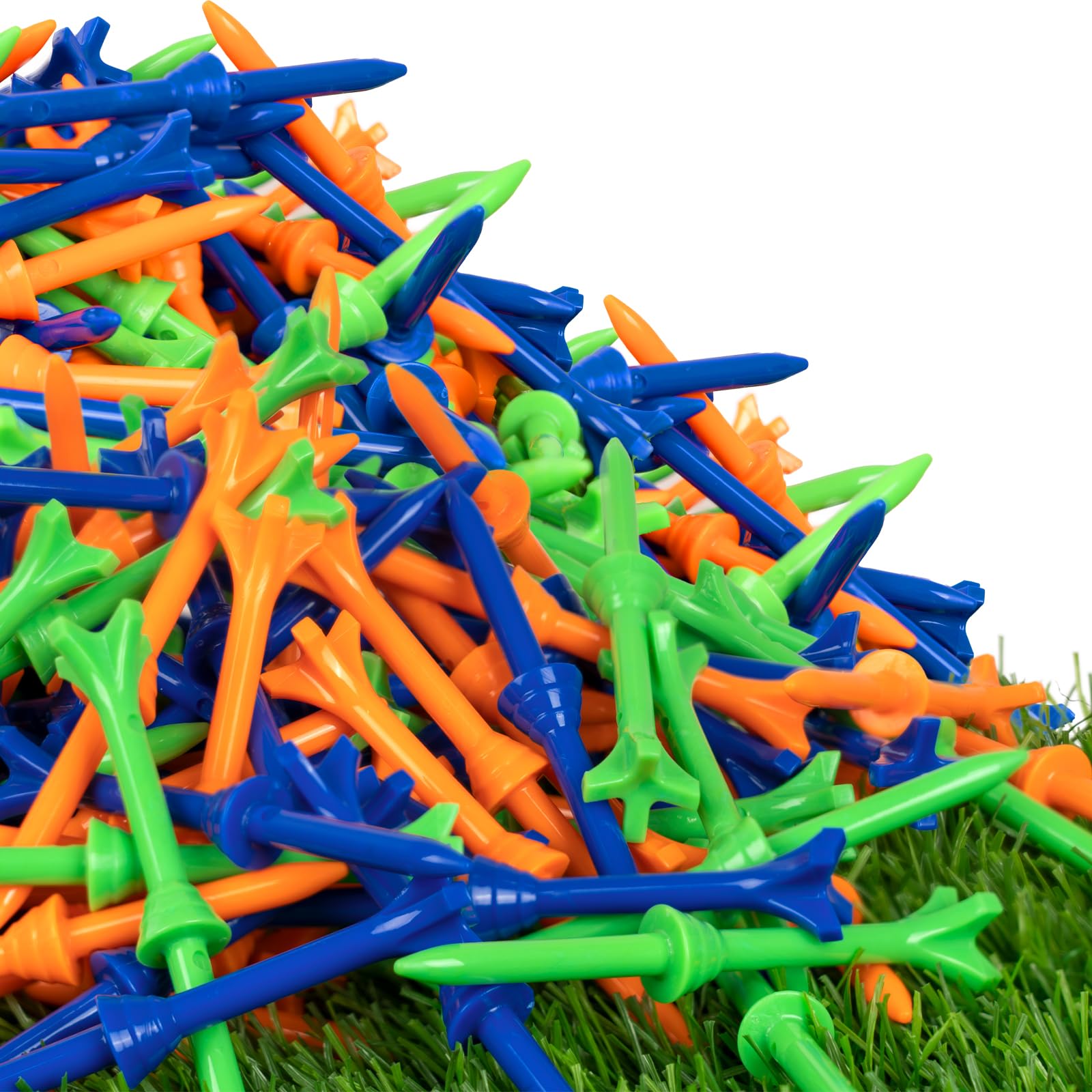 LZFAN Golf Tees 3 1/4 Inch, Plastic Golf Tees 4 Prongs Stability Tees, Unbreakable Long Golf Tees Reduce Friction & Side Spin Colored (100PCS)