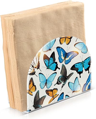 Miniatura 2 de Hermoso soporte de servilleta de acrílico de mariposa transparente para mesa de cocina, soporte decorativo moderno para el hogar