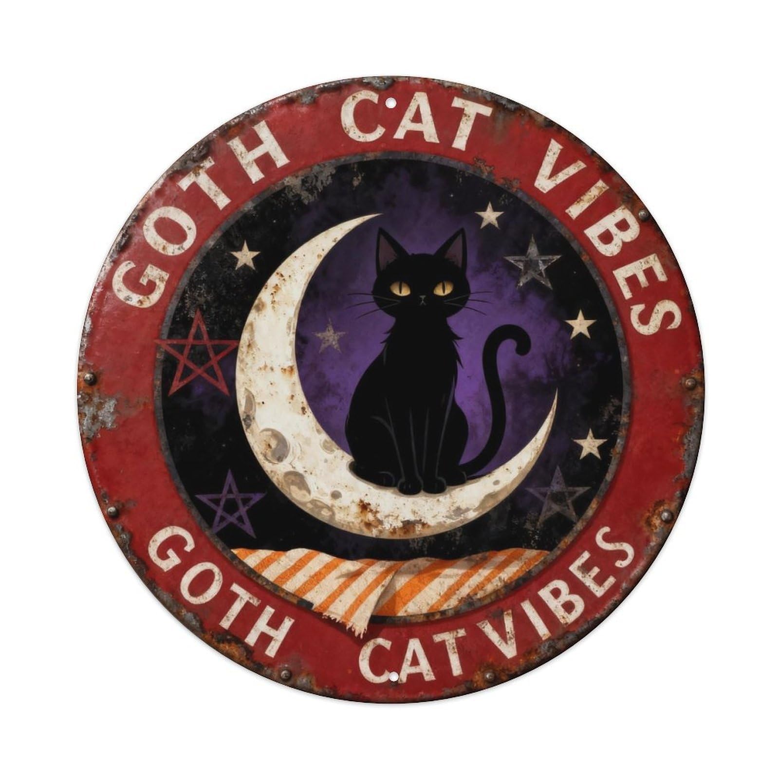 Goth Cat Vibes Metal Tin Sign Plaque