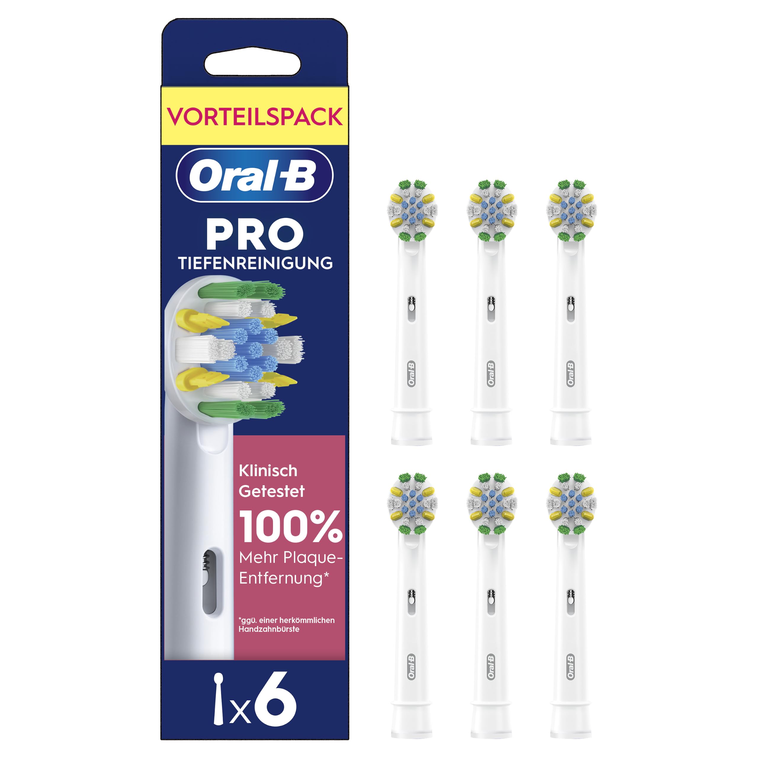 Oral-B Aufsteckbürsten Tiefenreinigung, Weiß, 6 Stück | Original Zahnbürstenaufsatz für Elektrische Zahnbürste, Gründliche Reinigung für Zahnzwischenräume